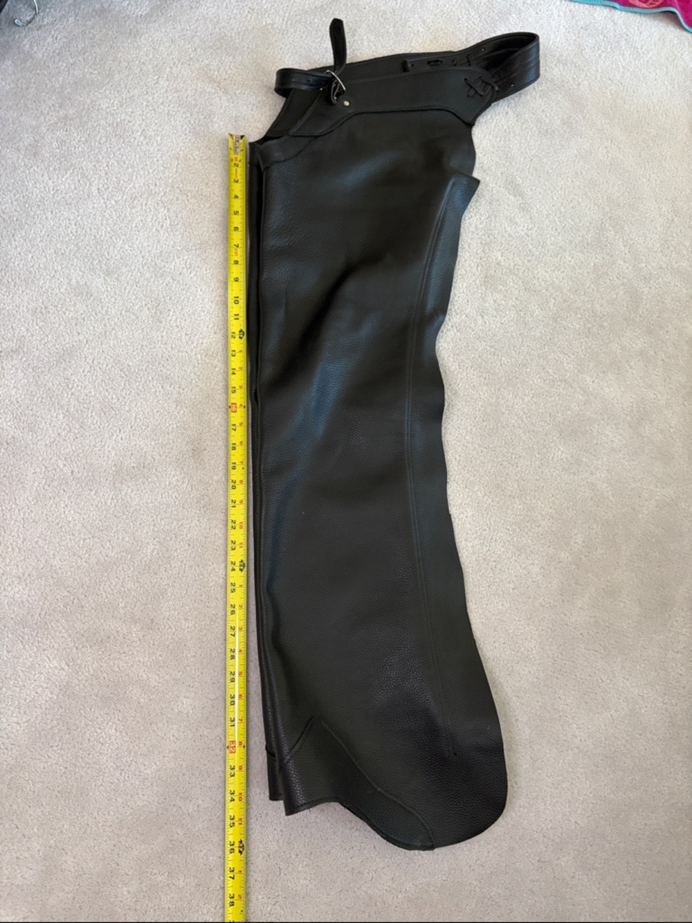 Black Leather Riding Chaps - Picture 4 of 5